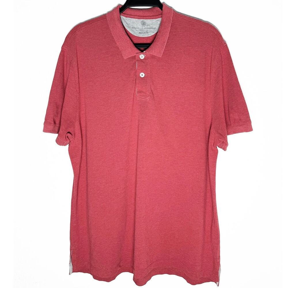 Brunello Cucinelli Men's Cotton Pique‎ Short Sleeve Polo Shirt Classic Preppy XL
